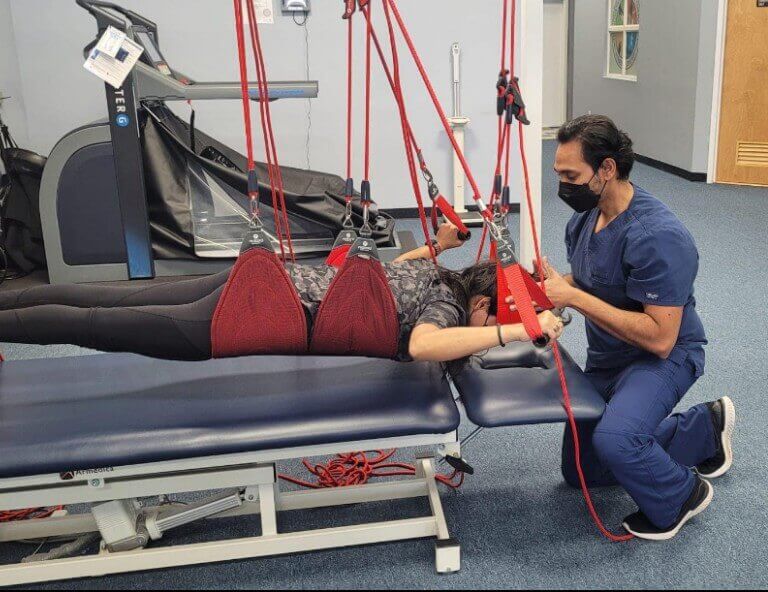 Redcord therapy session inside the clinic